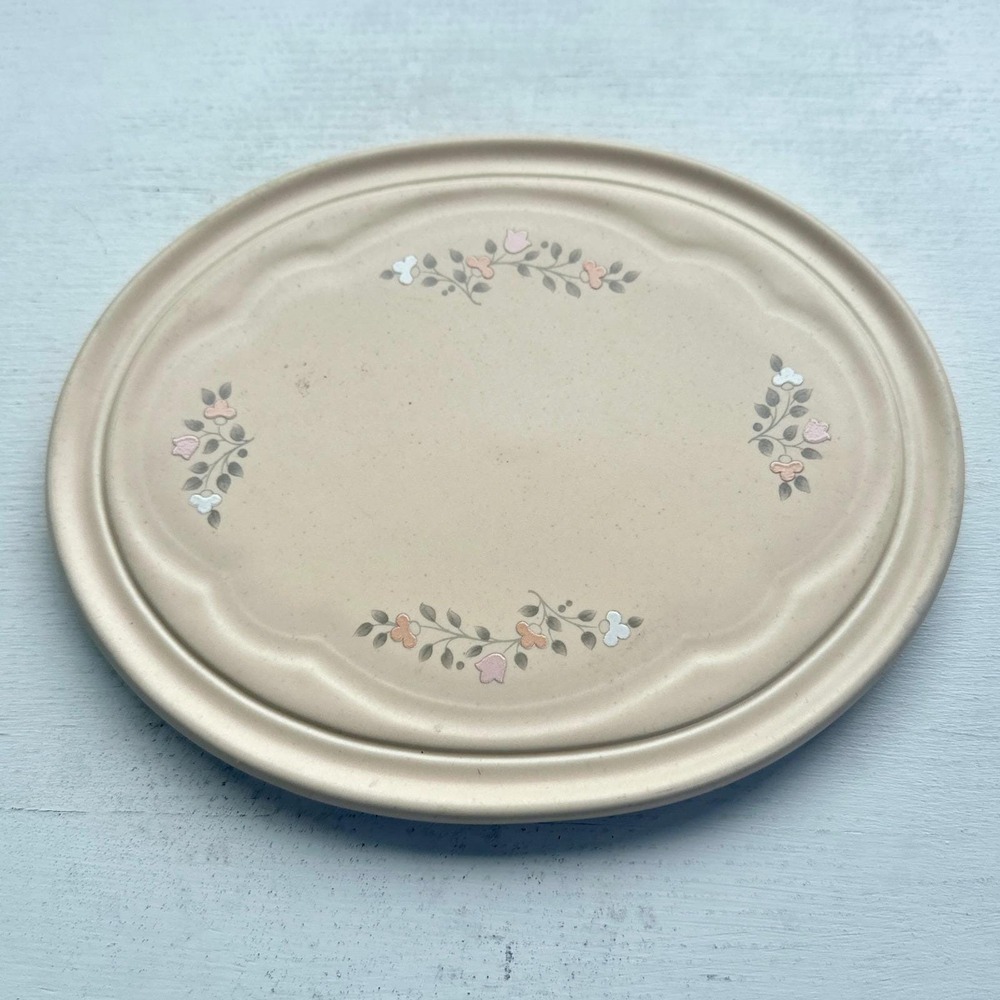 Pfaltzgraff Tea Rose Oval Trivet Hot Plate Stoneware 615 USA Vintage Floral